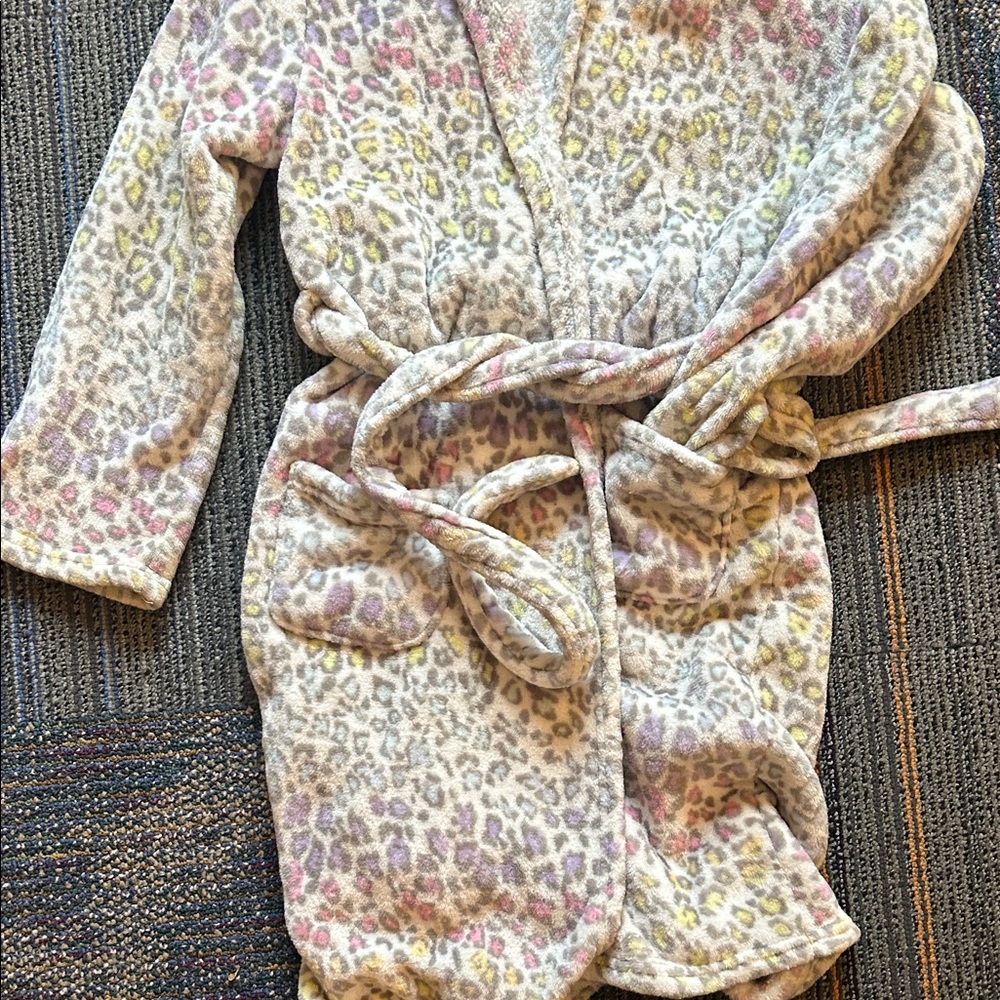 Target Cozy Fleece  Kids Leopard Print Robe - Multicolor - Picture 3 of 3